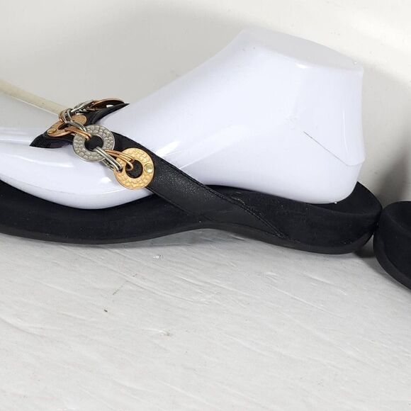 Vionic Women's Ola US 9 Black Embellished Orthaheel Flat Thong Sandals - Picture 7 of 14